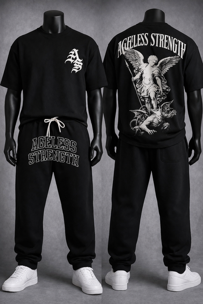 Ageless Strength (Essential Embroidered Sweats) - Black and Grey - Daily Wear
