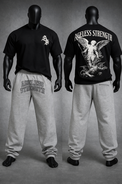 Ageless Strength (Essential Embroidered Sweats) - Black and Grey - Daily Wear